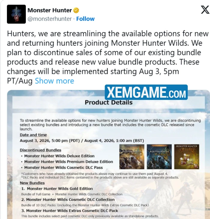 Capcom giảm giá vĩnh viễn Monster Hunter Wilds để kéo người chơi trở lại