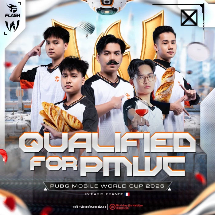 Team Flash với 3 mũi nhọn tại Esports World Cup 2026: AOVxHOK, PUBG Mobile và Cờ Vua