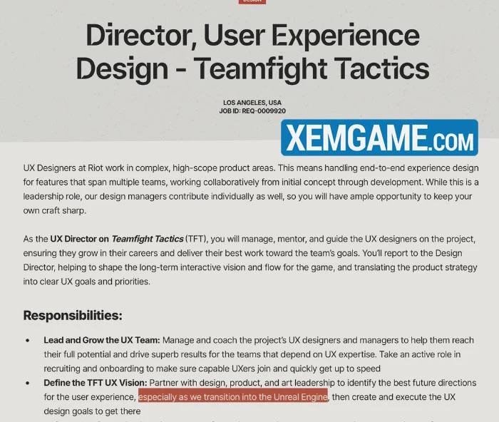Bất ngờ lộ ra thông tin ĐTCL sẽ được nâng cấp lên Unreal Engine đẹp lung linh?
