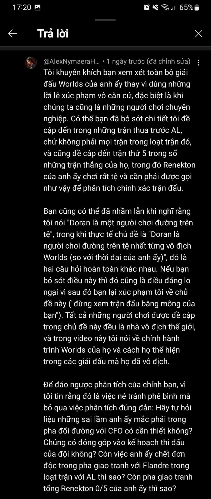 BLV Linh Cao Thủ "var" BLV nước ngoài Nymaera vì đánh giá thấp Doran