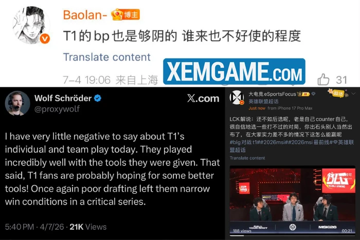 Cựu vương CKTG Baolan cũng bối rối trước cấm chọn của T1 tại MSI 2026