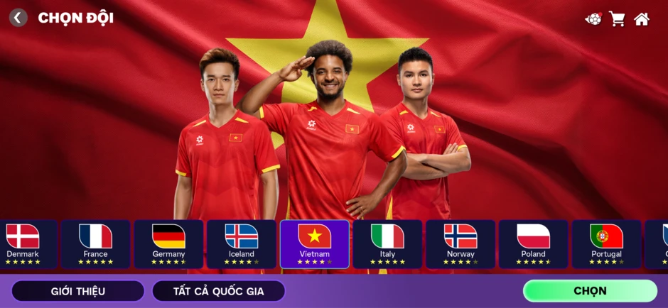 Đội tuyển Việt Nam chính thức xuất hiện trong FC Mobile Việt Nam