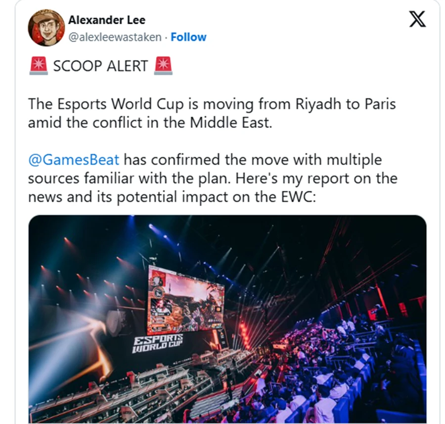 Esports World Cup 2026 có thể rời Ả Rập Xê Út, Paris bất ngờ trở thành ứng viên đăng cai
