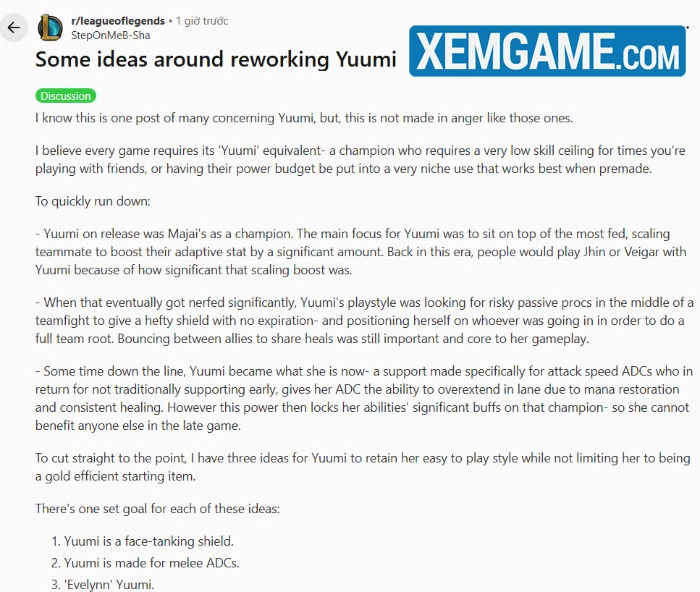 Game thủ LMHT hiến kế 3 phương án làm lại Yuumi: tài hay không? Game thủ LMHT hiến kế 3 phương án làm lại Yuumi: tài hay không?