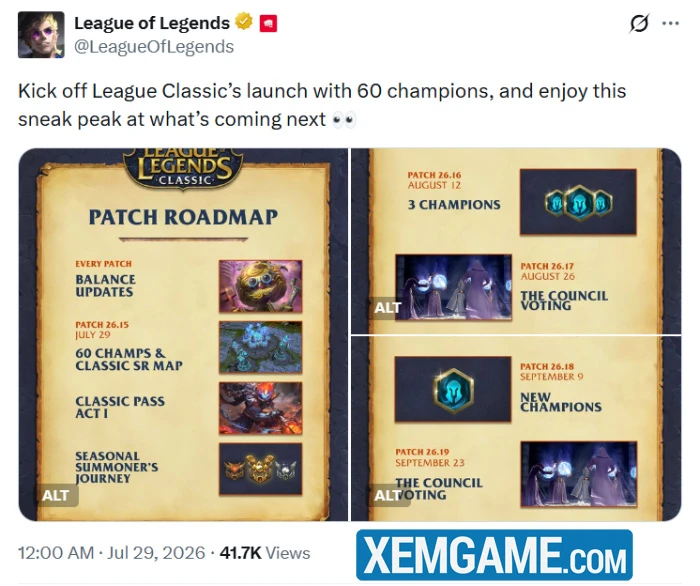 Riot công bố lộ trình cập nhật LMHT Cổ Điển chi tiết Riot công bố lộ trình cập nhật LMHT Cổ Điển chi tiết