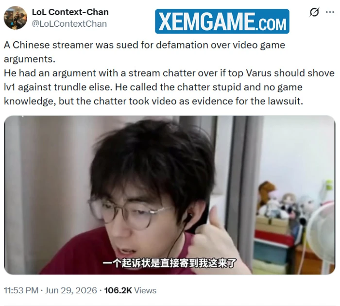 Streamer LMHT bất ngờ bị khán giả kiện ra tòa vì tranh cãi ingame