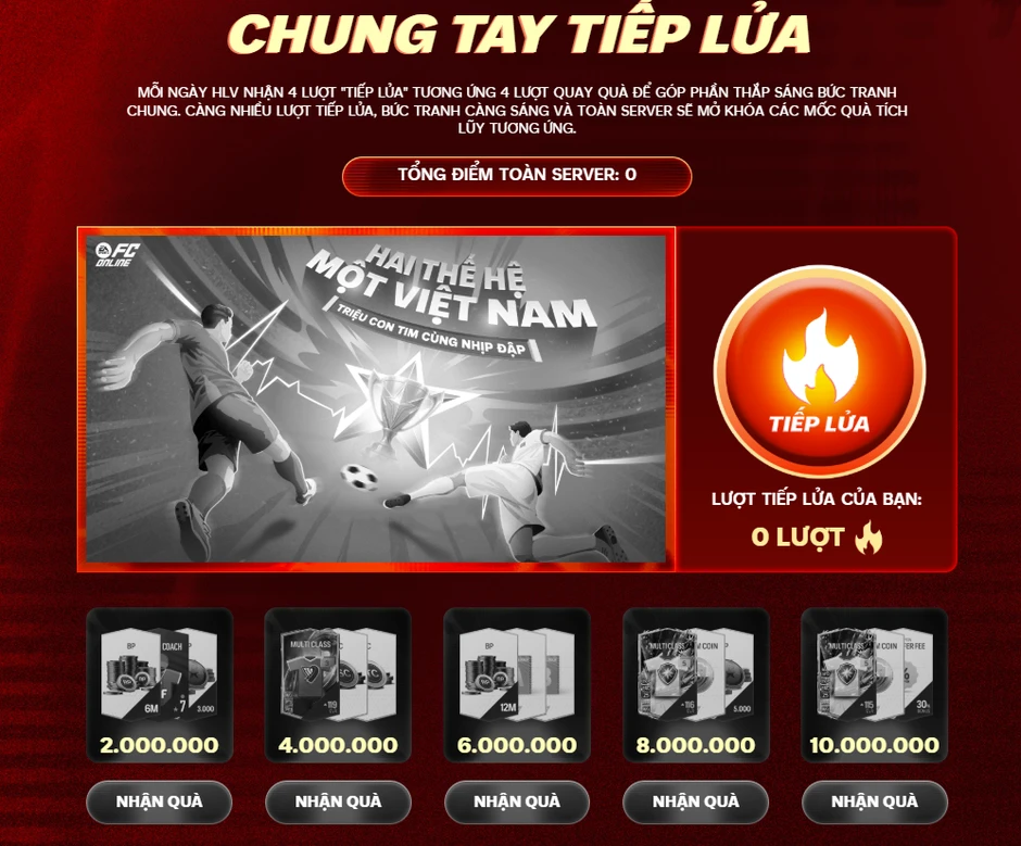 Tiếp lửa đội tuyển Việt Nam tại đấu trường khu vực, rinh trọn quà tặng hấp dẫn từ FC Online Tiếp lửa đội tuyển Việt Nam tại đấu trường khu vực, rinh trọn quà tặng hấp dẫn từ FC Online