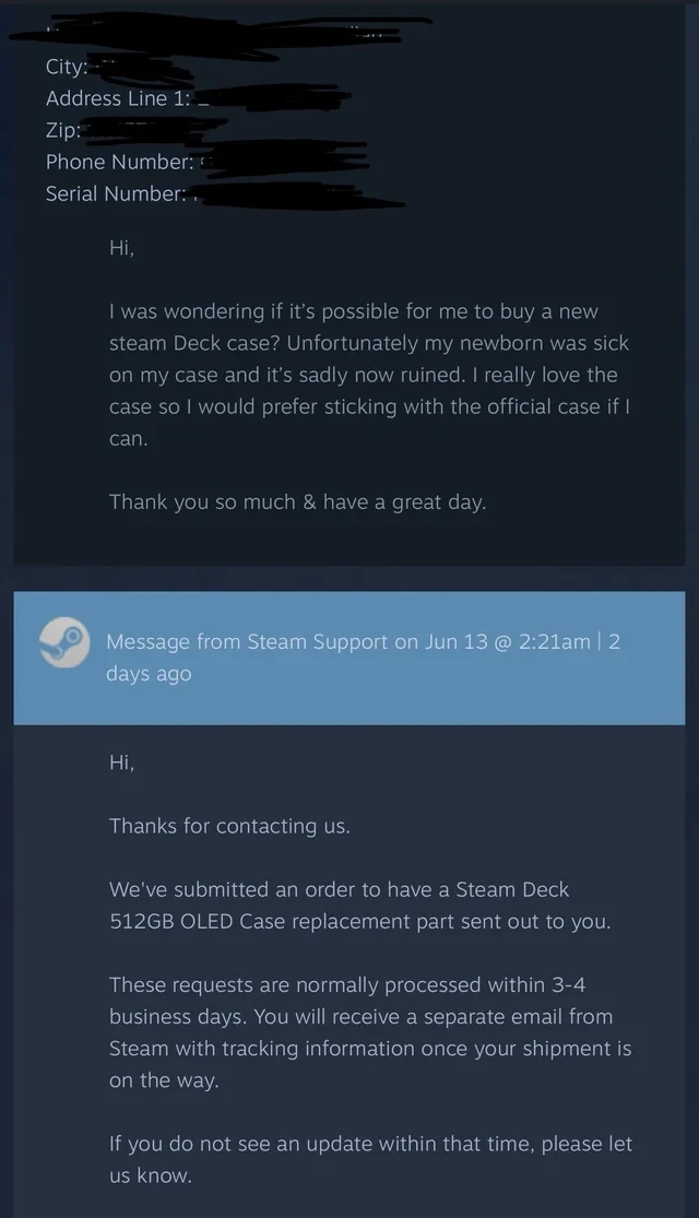 Bố bỉm sữa xin mua vỏ đựng Steam Deck mới sau “tai nạn” từ con nhỏ, Valve tặng luôn, miễn phí 100% cho anh chàng game thủ may mắn