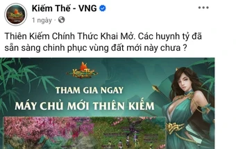 Kiếm Thế ra mắt máy chủ Thiên Kiếm với hàng loạt quà tặng hấp dẫn cho game thủ