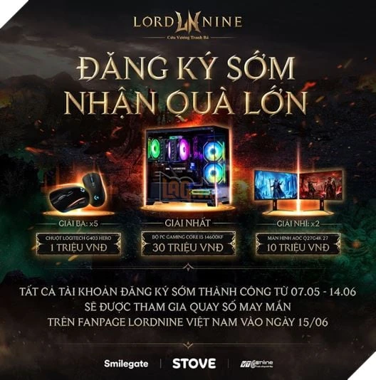 LORDNINE Mở Đăng Ký Sớm, Tung Chuỗi Sự Kiện với phần thưởng đến 70 Triệu Đồng Trước Thềm Ra Mắt