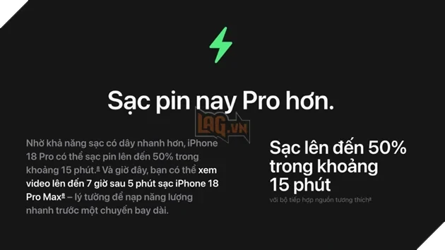 15 phút được 50%, iPhone 18 Pro Max cần bao lâu để sạc đầy?