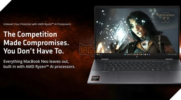 AMD "cà khịa" MacBook Neo trong quảng cáo mới, nhấn mạnh lợi thế laptop Ryzen AI