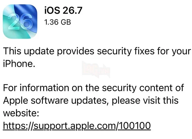 Apple phát hành iOS 26.7, vá gần 80 lỗ hổng bảo mật cho iPhone Apple phát hành iOS 26.7, vá gần 80 lỗ hổng bảo mật cho iPhone