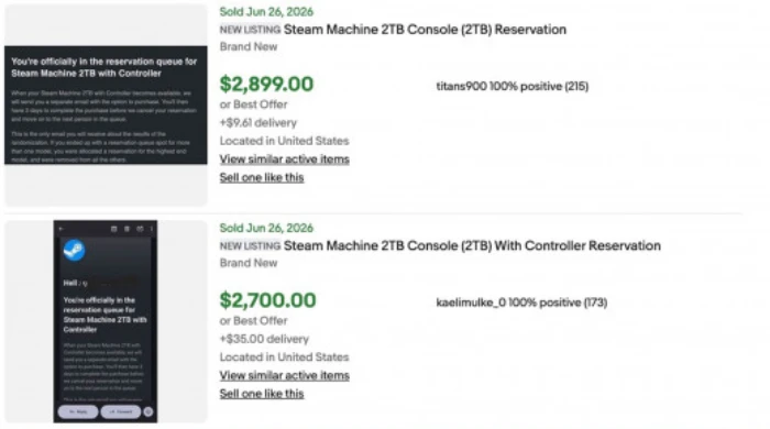 Các suất đặt trước Steam Machine được bán lại với giá có thể lên đến 2900$!!!