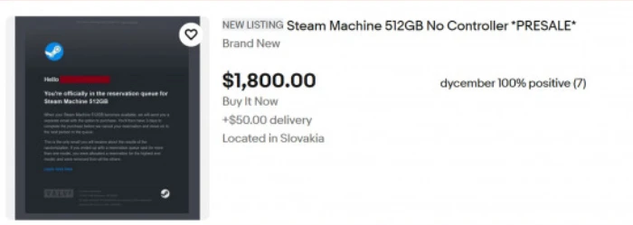 Các suất đặt trước Steam Machine được bán lại với giá có thể lên đến 2900$!!!