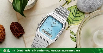 Casio tung đồng hồ hoài cổ giá rẻ với mặt số xanh băng giá