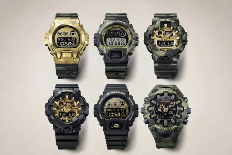 Loạt G-Shock mới của Casio gây chú ý với thiết kế ngụy trang pha sắc vàng