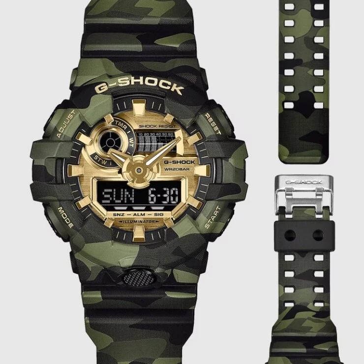 Loạt G-Shock mới của Casio gây chú ý với thiết kế ngụy trang pha sắc vàng