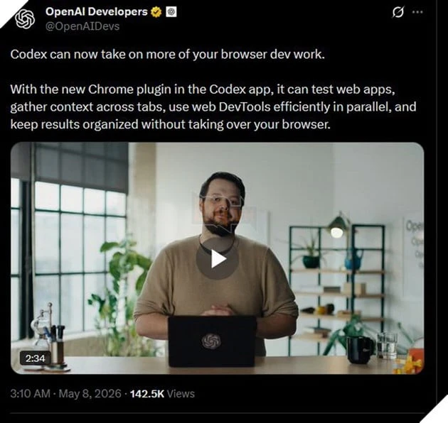 OpenAI ra mắt plugin Codex cho Chrome, biến trình duyệt thành trợ lý lập trình AI