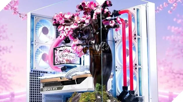 PC RTX 5080 giá hơn 14.000 USD gây chú ý với 70 bông hoa anh đào biết "nở" theo nhiệt độ