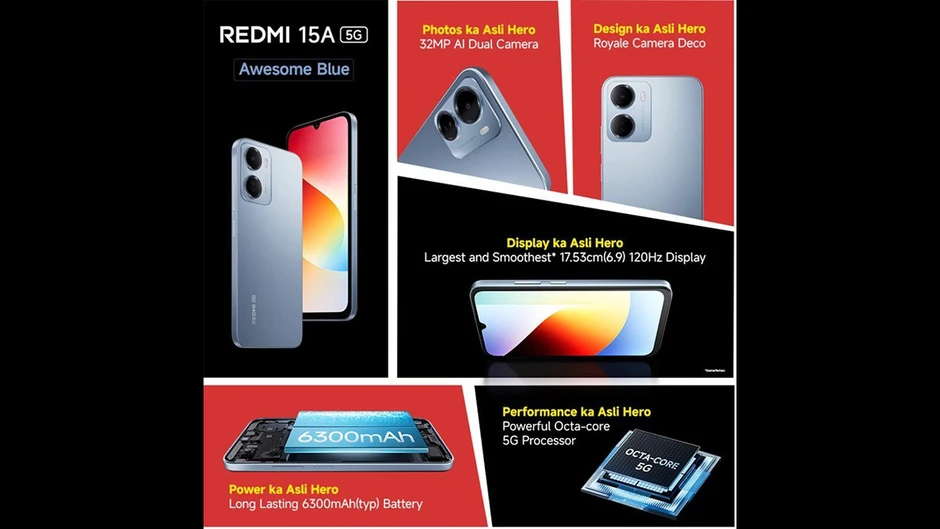 Redmi 15A 5G ra mắt: Pin 6.300 mAh, màn hình 120Hz, giá từ 3,6 triệu đồng
