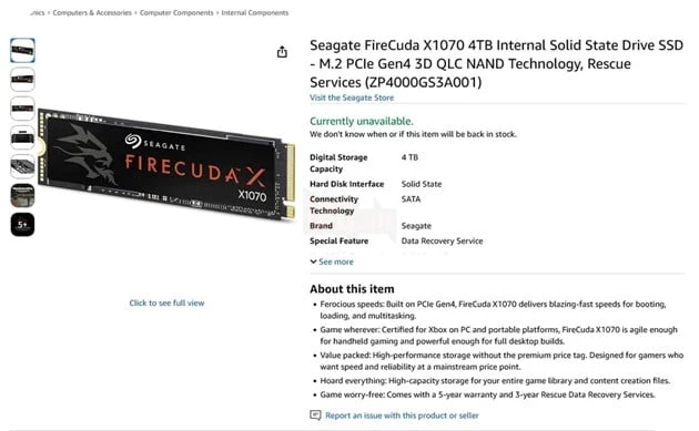 Seagate "đánh rơi" siêu phẩm FireCuda X1070: SSD Gen4 đầu tiên sau một năm vắng bóng