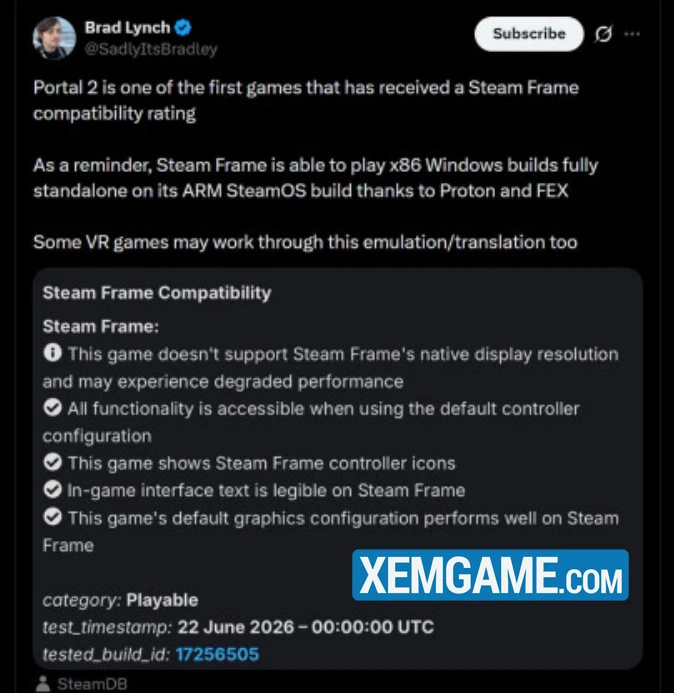 Steam Frame được cập nhật xếp hạng tương thích với Portal 2, hé lộ ngày ra mắt sắp tới