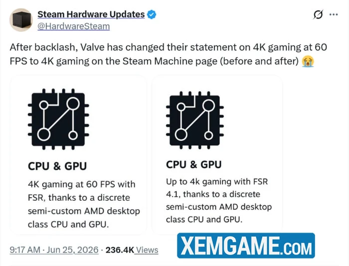 Steam Machine của Valve "lặng lẽ" rút lại quảng cáo hiệu suất 4K 60FPS Steam Machine của Valve "lặng lẽ" rút lại quảng cáo hiệu suất 4K 60FPS