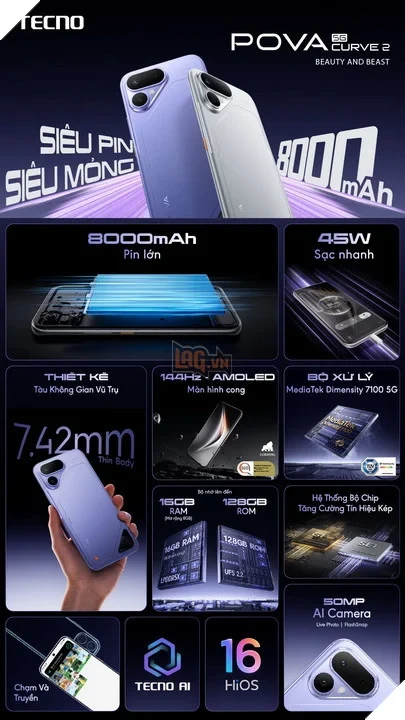 TECNO POVA CURVE 2 5G “SIÊU PIN SIÊU MỎNG 8000mAh” CHÍNH THỨC RA MẮT TẠI VIỆT NAM TECNO POVA CURVE 2 5G “SIÊU PIN SIÊU MỎNG 8000mAh” CHÍNH THỨC RA MẮT TẠI VIỆT NAM