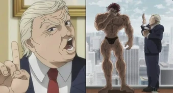 "Dở khóc dở cười" làng Anime: Nhân vật giống Donald Trump hoảng sợ đến mức "dấm đài" trước sức mạnh của Yujiro Hanma