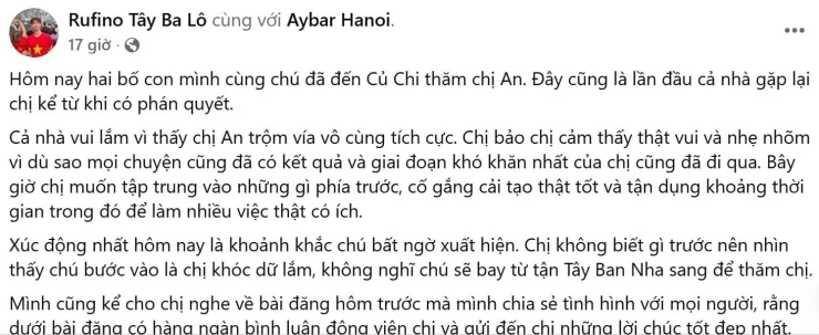 An Tây bật khóc khi gặp gia đình sau phán quyết, nhắn gửi lời xin lỗi An Tây bật khóc khi gặp gia đình sau phán quyết, nhắn gửi lời xin lỗi
