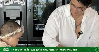 Ảnh sao 8/3: Con gái 6 tháng tuổi ngồi xem Huy Trần nấu ăn