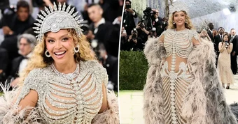 Beyoncé hóa thân thành bộ xương lấp lánh trên thảm đỏ Met Gala 2026
