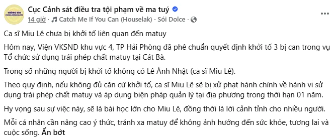 Ca sĩ Miu Lê có thể bị áp dụng biện pháp quản lý tại địa phương: Liệu có bị cấm biểu diễn trong thời gian này không?