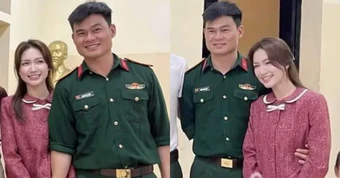 Đại uý Thăng Văn Cương đưa Hoà Minzy đi ra mắt bạn bè, còn ôm eo tình tứ quá đây này!