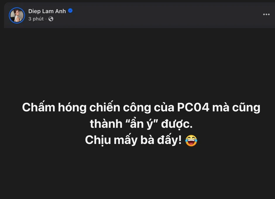 Diệp Lâm Anh bình luận gì ở fanpage Phòng, chống ma túy - Công an TP.HCM mà gây bão?