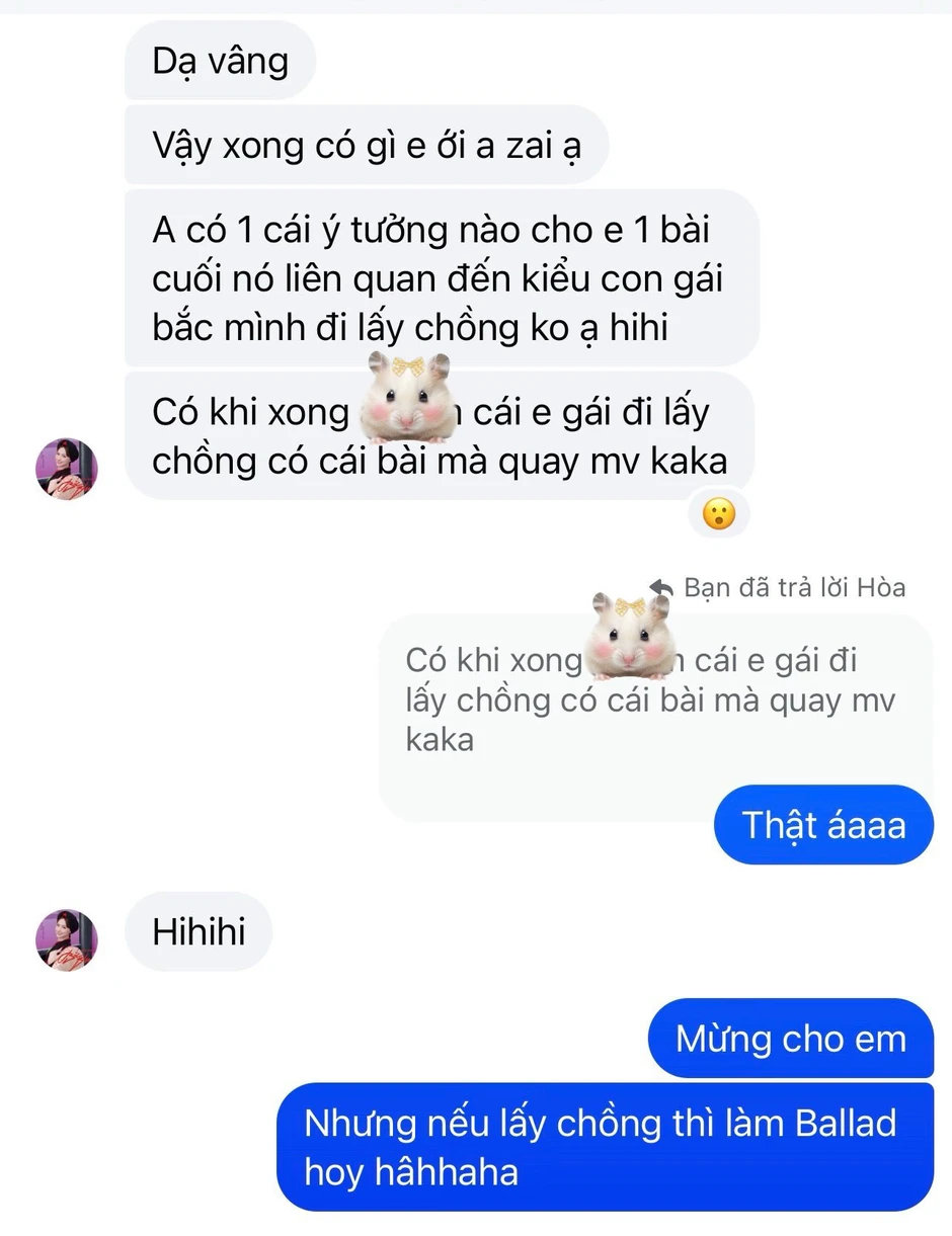 Hòa Minzy đã lên ý tưởng cho bài hát đám cưới từ 2 năm trước, gọi bạn trai Đại uý là “Bộ đội Cụ Hồ”