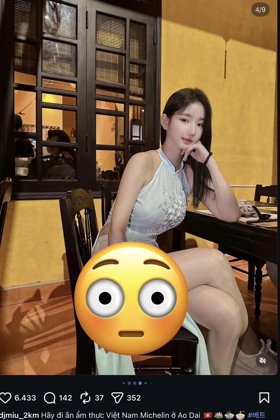 Hót-gơ Hàn Quốc khiến CĐM nóng mắt vì mặc áo dài phản cảm