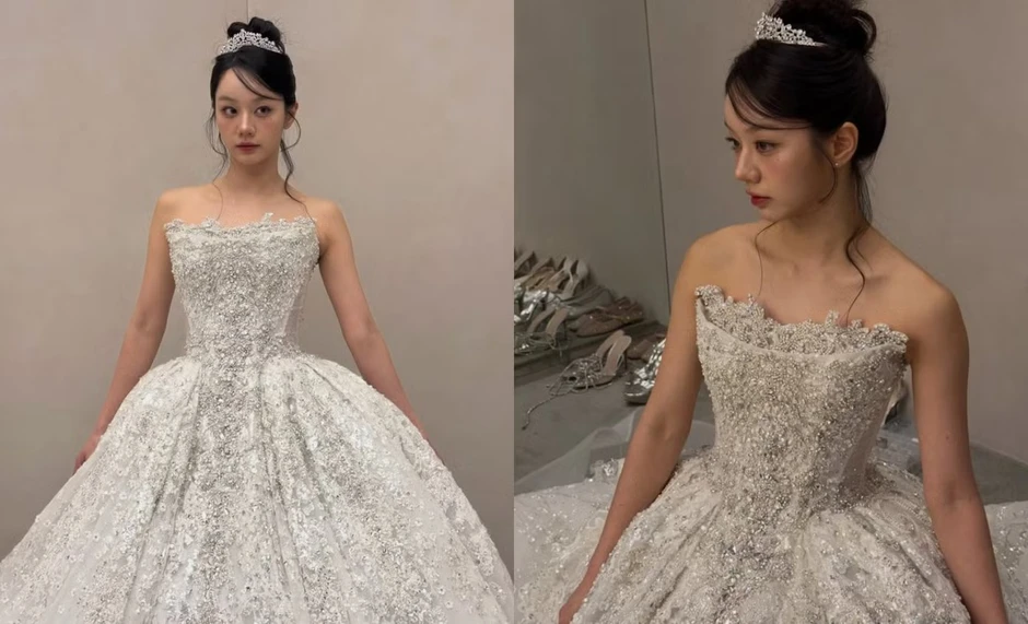 Hyeri hé lộ hình ảnh mặc váy cưới