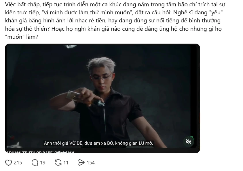 Jun Phạm cố chấp mang ca khúc bị chê phản cảm đi diễn, netizen tranh cãi Jun Phạm cố chấp mang ca khúc bị chê phản cảm đi diễn, netizen tranh cãi