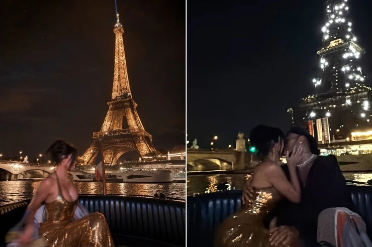 Kim Kardashian và bạn trai tình tứ trên sông Seine
