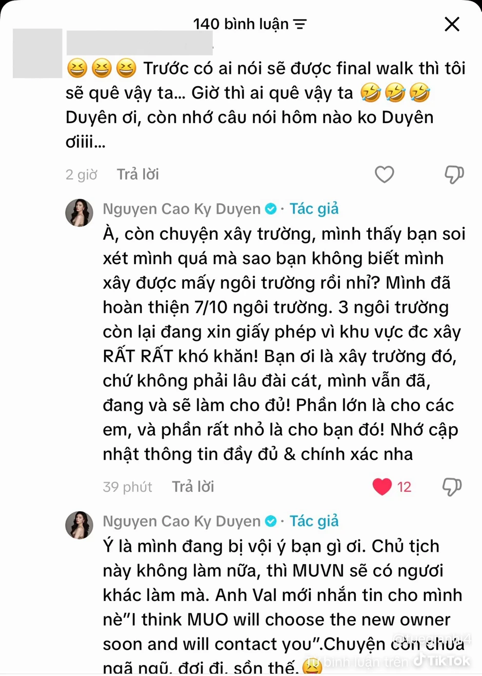 Kỳ Duyên đáp trả khi bị chất vấn chừng nào xây xong 10 trường học