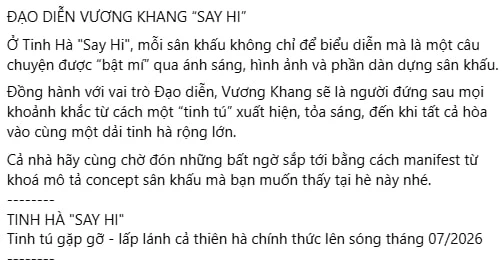Người hâm mộ "xin" NSX Tinh Hà Say Hi ngưng gọi nghệ sĩ là “tinh tú”