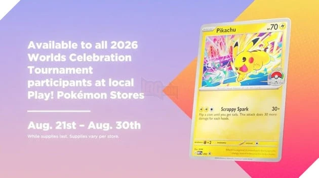Pokémon World Championships 2026 công bố loạt thẻ promo độc quyền mới, nổi bật với Pikachu và Rayquaza