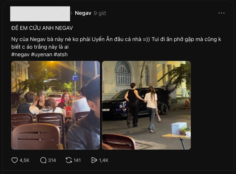 Rầm rộ Threads: Team qua đường bắt gặp Negav đi ăn cùng Uyển Ân nhưng nắm tay ra về với cô gái lạ?