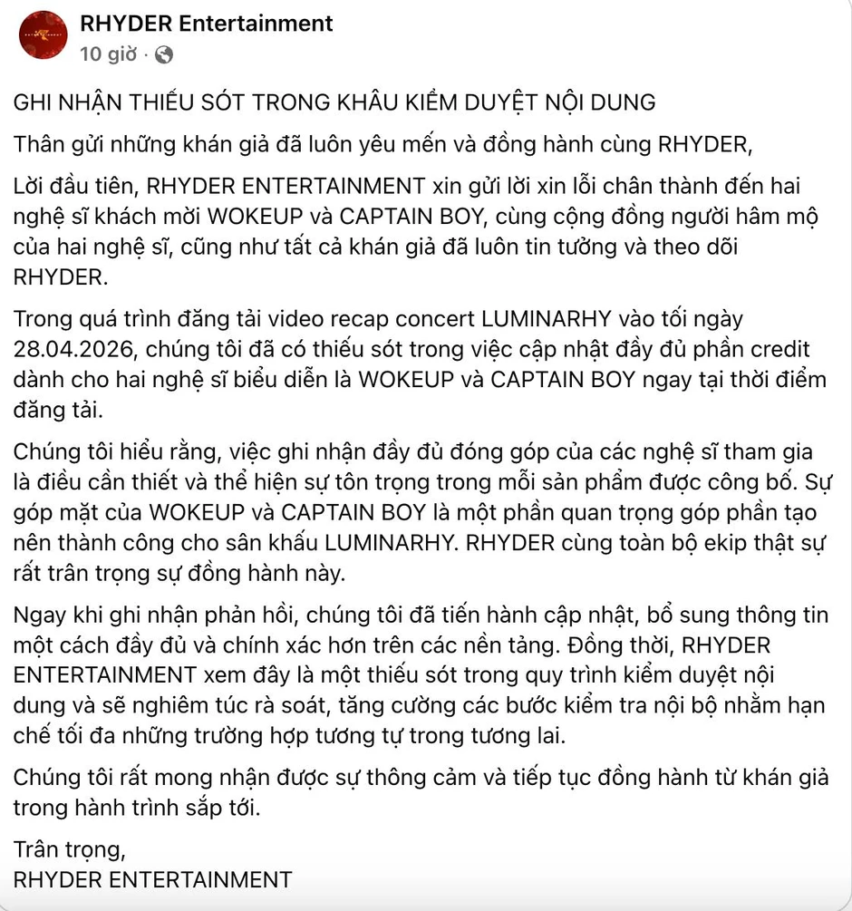 RHYDER xin lỗi RHYDER xin lỗi