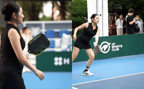 Sao nữ Việt gây tranh cãi vì mang bụng bầu sinh đôi vượt mặt đi đánh pickleball