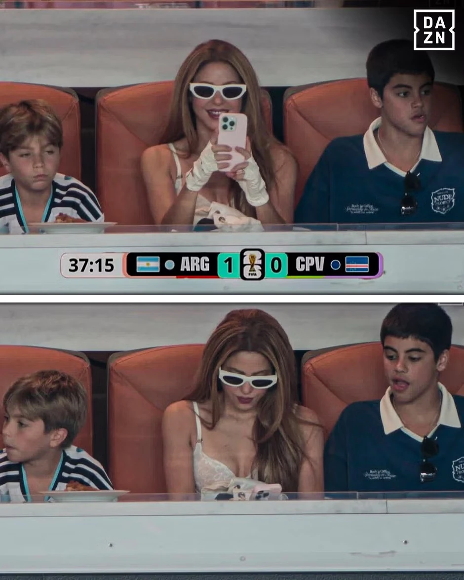 Shakira ra sân cổ vũ Messi Shakira ra sân cổ vũ Messi