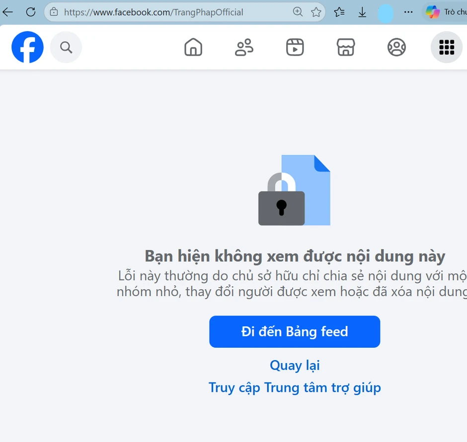 Trang Pháp "biến mất", khoá toàn bộ trang MXH