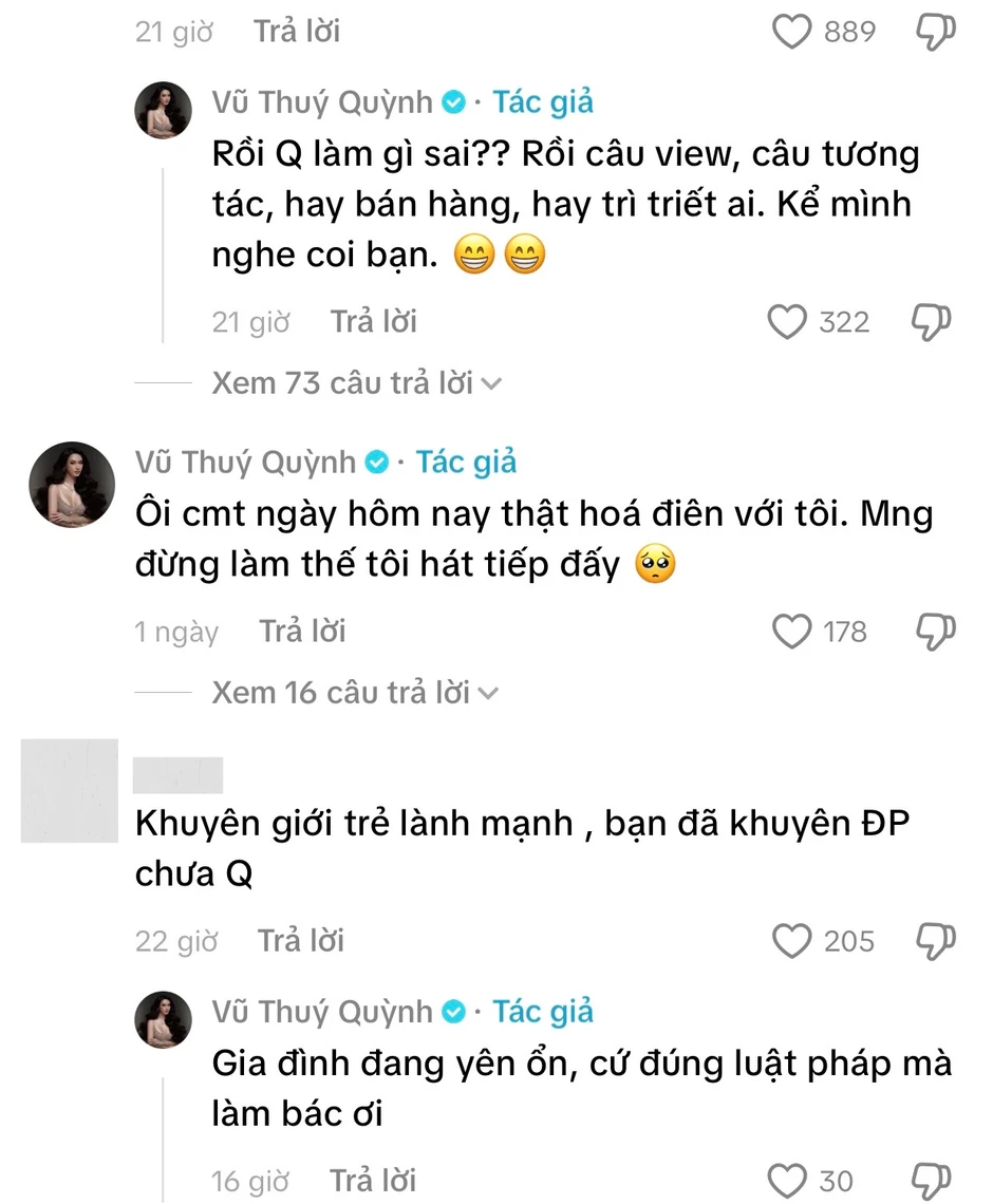 Vũ Thuý Quỳnh lên tiếng sau buổi livestream tranh cãi liên quan Miu Lê, đáp trả luôn thắc mắc về Đức Phạm